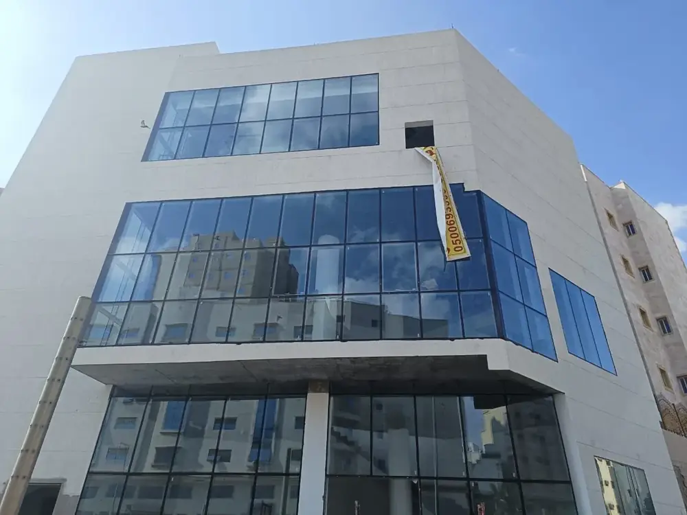 Glass facade of a commercial building