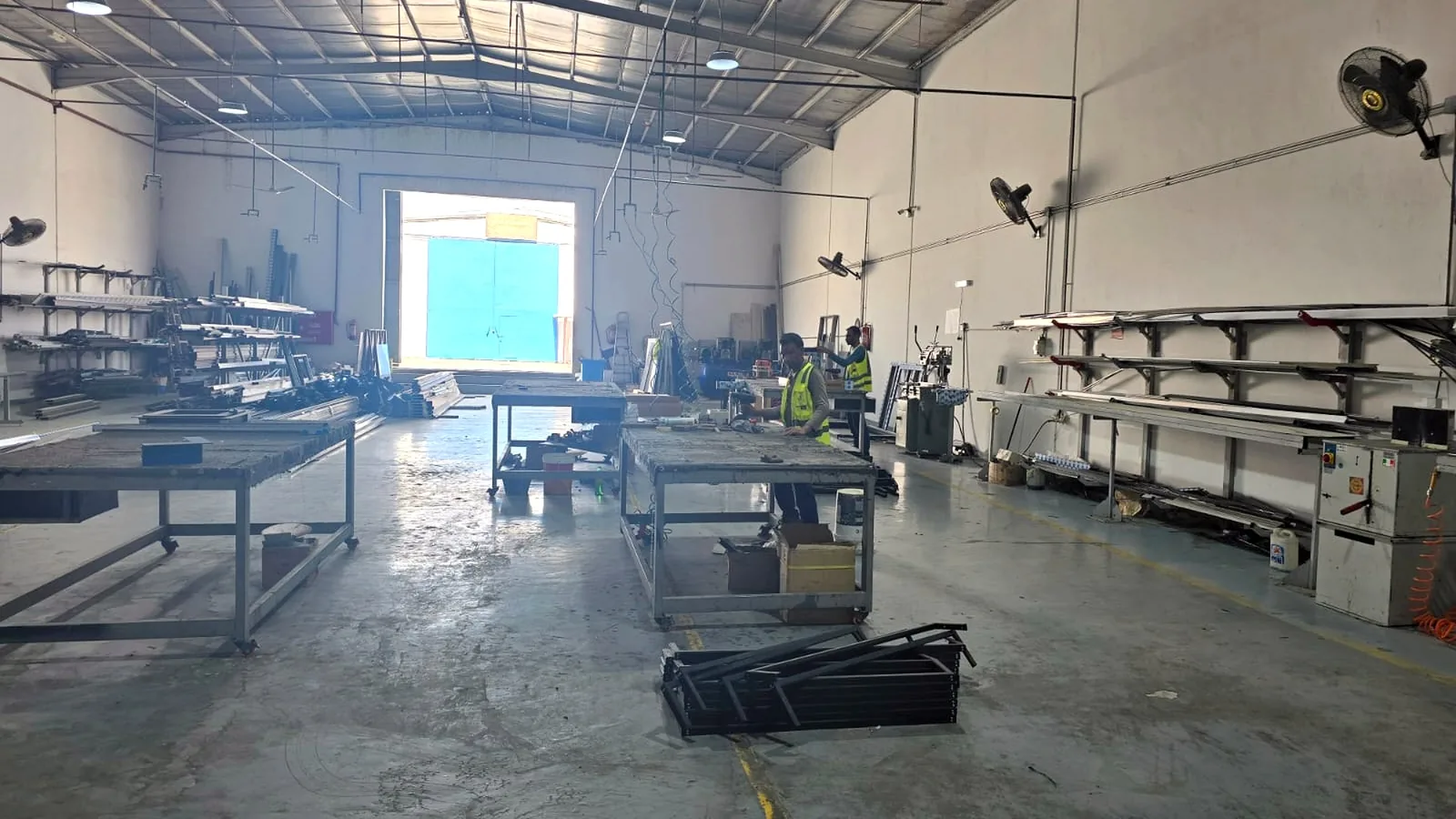 Production line inside Qusoor Al-Sultan Aluminium and Glass Factory in Makkah